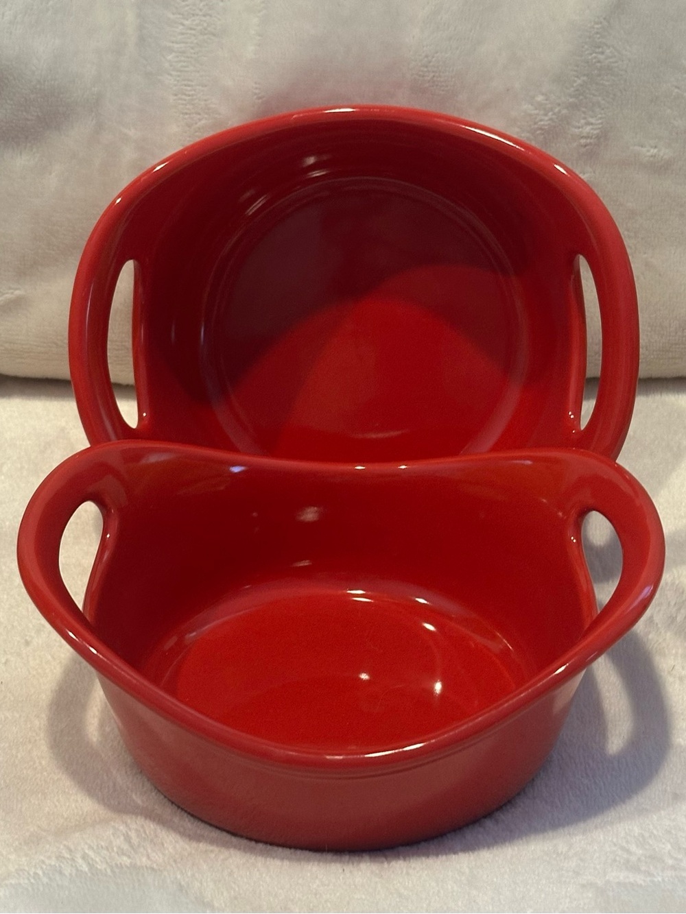 Rachael Ray Red 12 oz Casserole Baking Dishes with Handles Round H022 Farmhouse